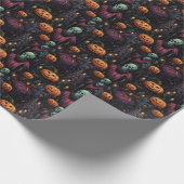 Spooky Gothic pompoen schedel Halloween Cadeaupapier (Hoek)