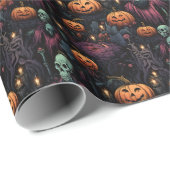 Spooky Gothic pompoen schedel Halloween Cadeaupapier (Rol Hoek)