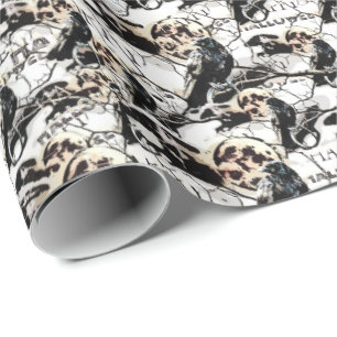 Spooky Gothic Raven In Volle Maan Volwassen Hallow Cadeaupapier