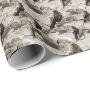 Spooky Gothic Raven In Volle Maan Volwassen Hallow Cadeaupapier