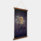 Spooky Gothic Raven In Volle Maan Volwassen Hallow Hangend Wandkleed (Gebogen)