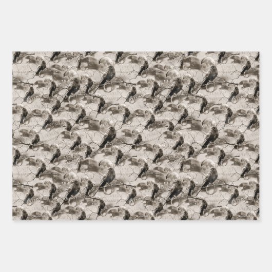 Spooky Gothic Raven In Volle Maan Volwassen Hallow Inpakpapier Vel (Voorkant 3)