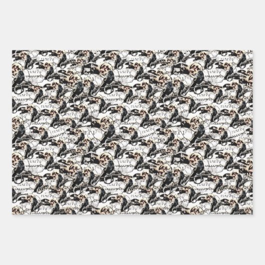 Spooky Gothic Raven In Volle Maan Volwassen Hallow Inpakpapier Vel (Voorkant 2)