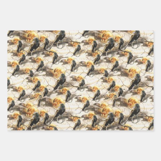 Spooky Gothic Raven In Volle Maan Volwassen Hallow Inpakpapier Vel (Voorkant)