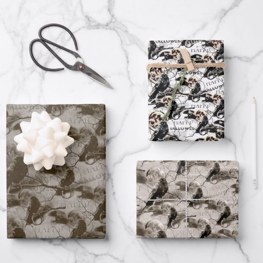 Spooky Gothic Raven In Volle Maan Volwassen Hallow Inpakpapier Vel (Voorkant)