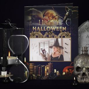 Spooky Gothic Raven In Volle Maan Volwassen Hallow Kaart