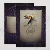 Spooky Gothic Raven In Volle Maan Volwassen Hallow Kaart (Voorkant / Achterkant)