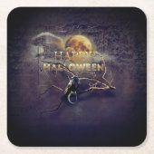 Spooky Gothic Raven In Volle Maan Volwassen Hallow Kartonnen Onderzetters (Voorkant)