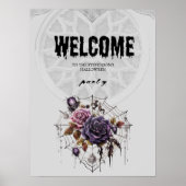 Spooky gothic rozen & schedel Halloween feest Poster (Voorkant)