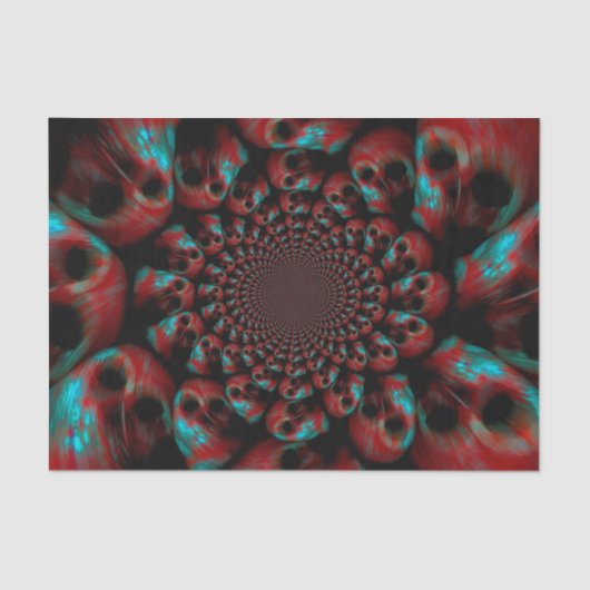 Spooky Gothic Skull Head Red Green Black Abstract Tissuepapier (Voorkant)