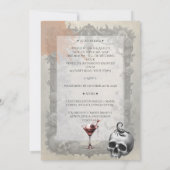 Spooky Gothic Skull Rozen Kostuum Cocktail Party Kaart (Achterkant)