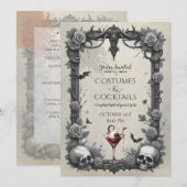 Spooky Gothic Skull Rozen Kostuum Cocktail Party Kaart (Voorkant / Achterkant)