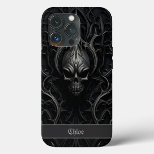 Spooky Gothic Skull Zwart & Grijs Case-Mate iPhone Case