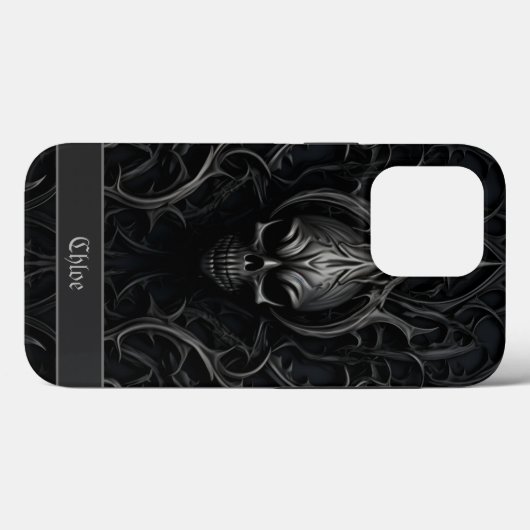 Spooky Gothic Skull Zwart & Grijs Case-Mate iPhone Case (Achterkant (horizontaal))