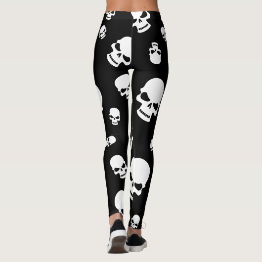 Spooky Gothic Skulls Black Halloween Leggings (Achterkant)