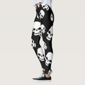 Spooky Gothic Skulls Black Halloween Leggings (Links)