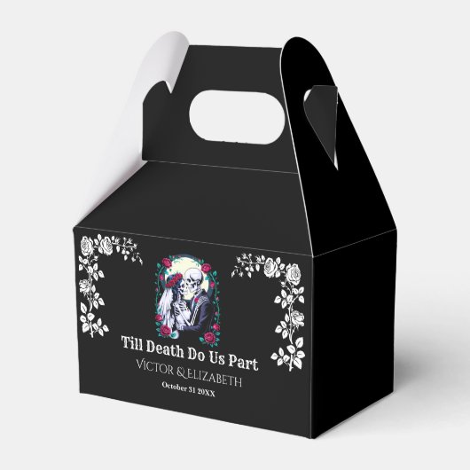 Spooky Gothic Till Death Skeleton Roos Wedding Bedankdoosjes (Voorkant Zijde)