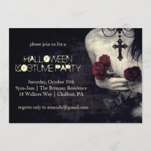 Spooky Gothic Woman Noite Halloween Party Kaart