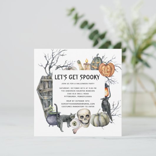 Spooky  Gotisch Halloween Feest Kaart (Staand voorkant)