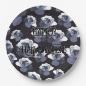 Spooky Gotische Rozen Happy Halloween Floral Papieren Bordje (Voorkant)