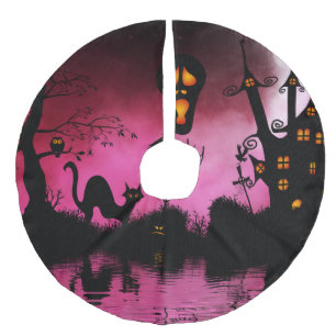 Spooky, grappig halloween ontwerp imitatie linnen kerstboom kleed
