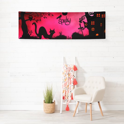 Spooky, grappig halloween ontwerp spandoek (Insitu)