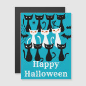 Spooky grappige Halloween katten magnetische Kaart (Voorkant / Achterkant)