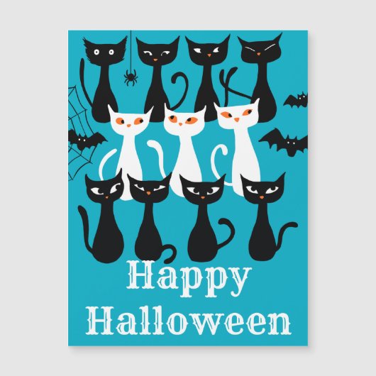 Spooky grappige Halloween katten magnetische Kaart (Voorkant)