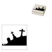 Spooky graveyard 2 silhouette kunstzegel rubberstempel (Gestempeld)