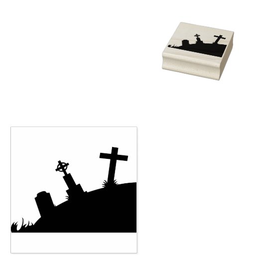 Spooky graveyard 2 silhouette kunstzegel rubberstempel (Gestempeld)