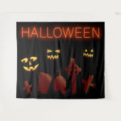 Spooky Graveyard Cemetary Halloween Creepy Eyes Wandkleed (Voorkant (horizontaal))