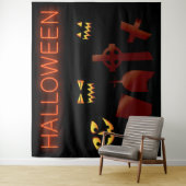 Spooky Graveyard Cemetary Halloween Creepy Eyes Wandkleed (In situ)