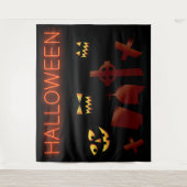 Spooky Graveyard Cemetary Halloween Creepy Eyes Wandkleed (Voorkant)