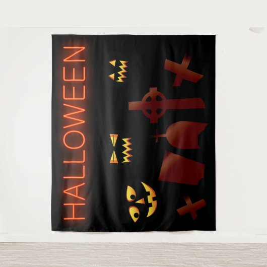 Spooky Graveyard Cemetary Halloween Creepy Eyes Wandkleed (Voorkant)