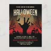 Spooky Graveyard, Full Moon Halloween Party Uitnod Briefkaart (Voorkant)