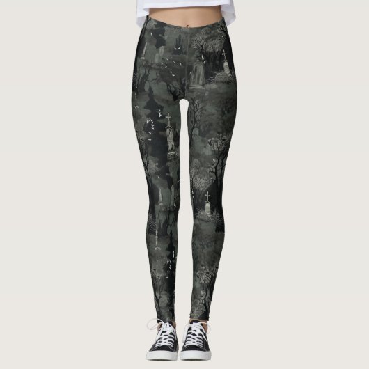 Spooky Graveyard Girl Leggings (Voorkant)