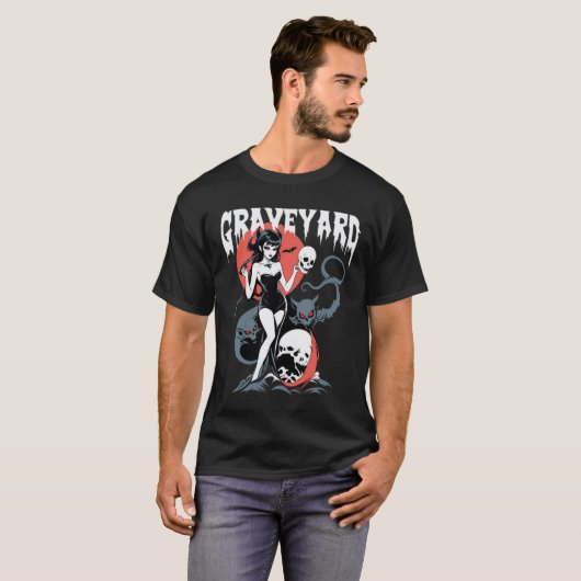 Spooky Graveyard Girl T-shirt (Voorkant volledig)