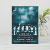 Spooky Graveyard Gothic Dark Halloween Kaart (Staand voorkant)