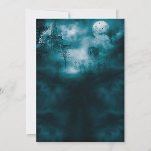Spooky Graveyard Gothic Dark Halloween Kaart (Achterkant)