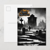 Spooky Graveyard Halloween day Feestdagenkaart (Voorkant / Achterkant)