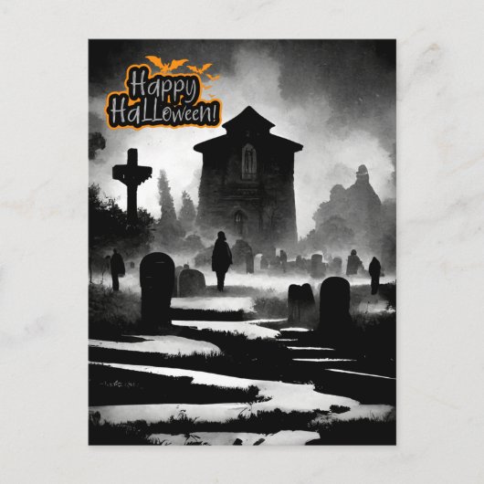 Spooky Graveyard Halloween day Feestdagenkaart (Voorkant)