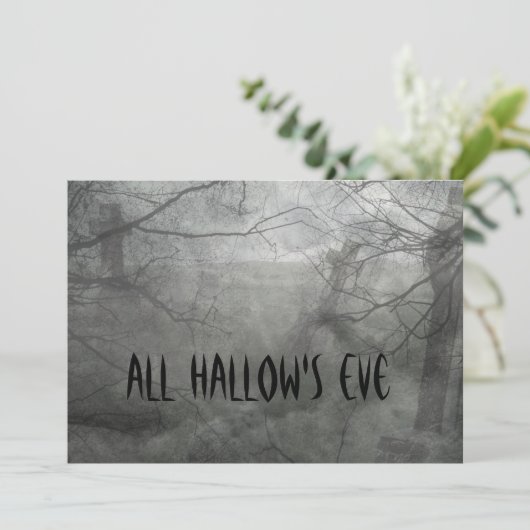 Spooky Graveyard Halloween Invitations Kaart (Staand voorkant)