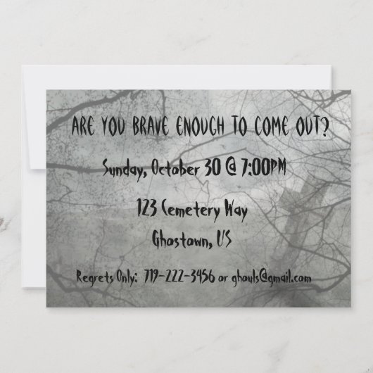 Spooky Graveyard Halloween Invitations Kaart (Achterkant)