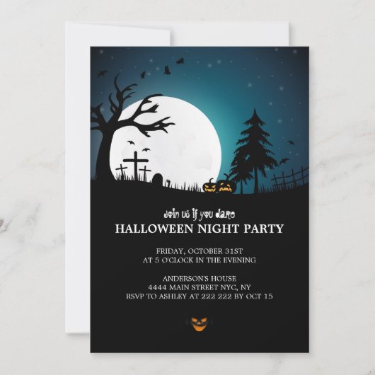 Spooky Graveyard Halloween Kaart (Voorkant)