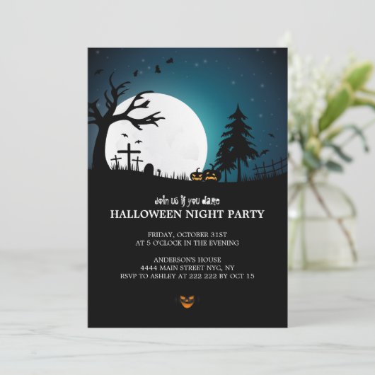 Spooky Graveyard Halloween Kaart (Staand voorkant)