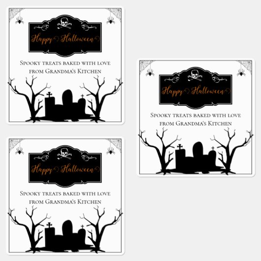 Spooky Graveyard Halloween Labels (Groep)