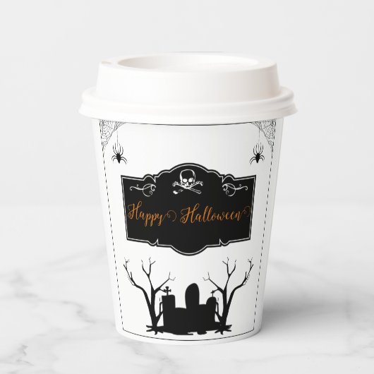 Spooky Graveyard Halloween Papieren Bekers (Achterkant)