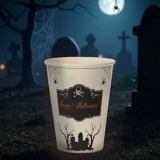 Spooky Graveyard Halloween Papieren Bekers