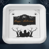 Spooky Graveyard Halloween Papieren Bordje
