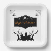 Spooky Graveyard Halloween Papieren Bordje (Voorkant)